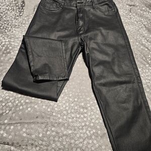 Women's Black Faux Leather Jeans
